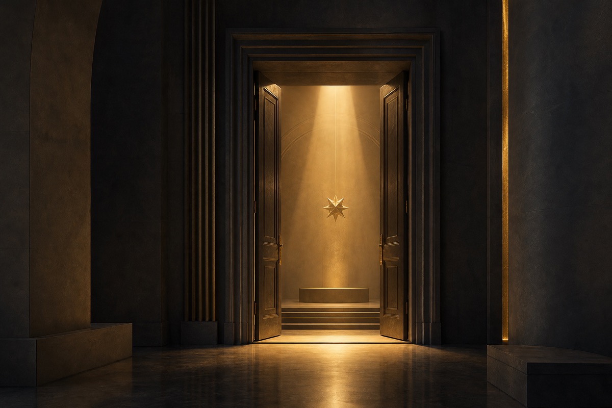 Warm golden doorway artwork for Gifted for Glory